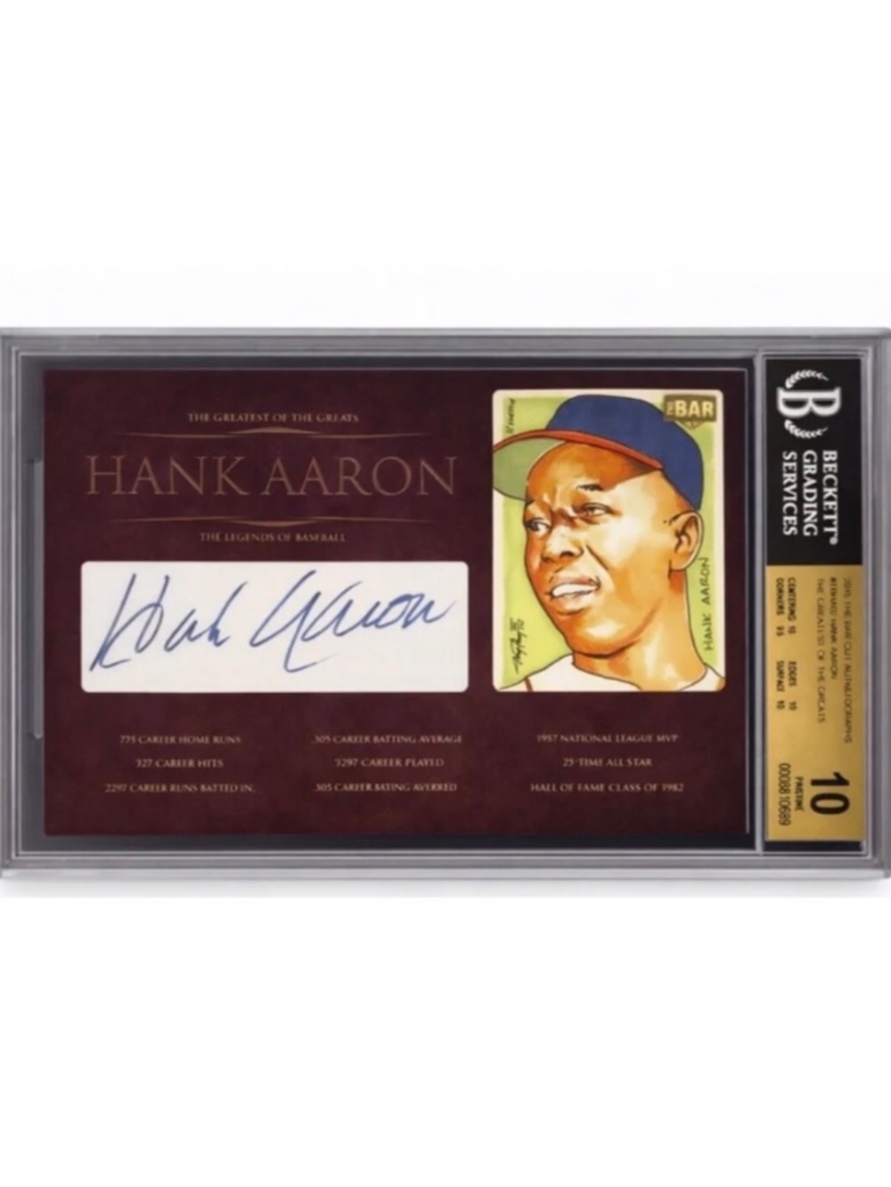Hank Aaron 1/1 Signed Super Break The Bar 14K Gold Bar 9x6 Baseball Card Auto